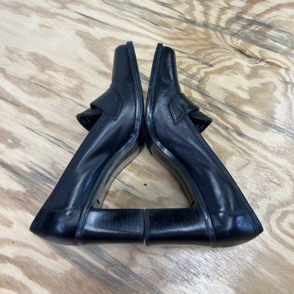VTG 90s Y2K White Mountain Leather Heeled Loafer Size 8 Black Buckle Casual - Picture 12 of 14